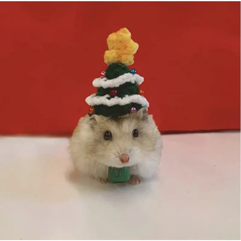 Handmade Woven Christmas Hat Decor - Mini Party Accessory for Pets - Cute Animal Cap for Home Decoration Practical Pet Hat