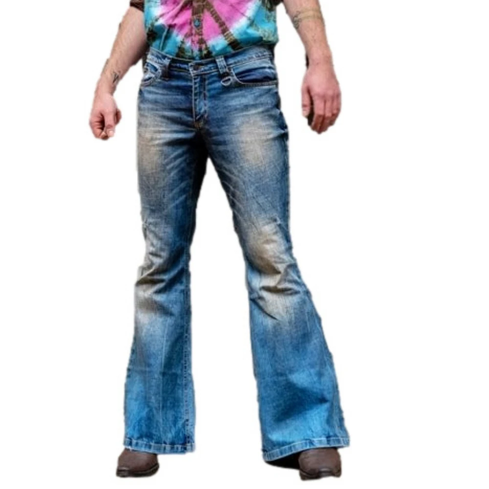 Men Flared Jeans Bootcut Leg Pants Distressed Jeans Fall Winter Punk Stlye Bell Bottom Denim Trousers Hombre y2k streetwear