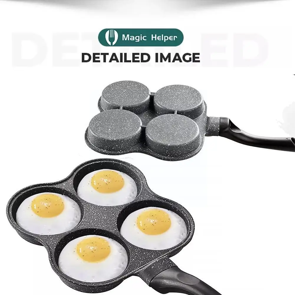 Pancake pan antiaderente frito ovo pan 4 buracos frigideira panquecas  fabricante com alça crepe pan para café da manhã ovos utensílios de cozinha  - AliExpress