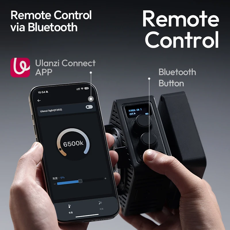 Ulanzi EC65 65W Cube Light 2700K-6500K 3 Power Option for Video Production Portrait Photography with DC Power Adapter PD Charger