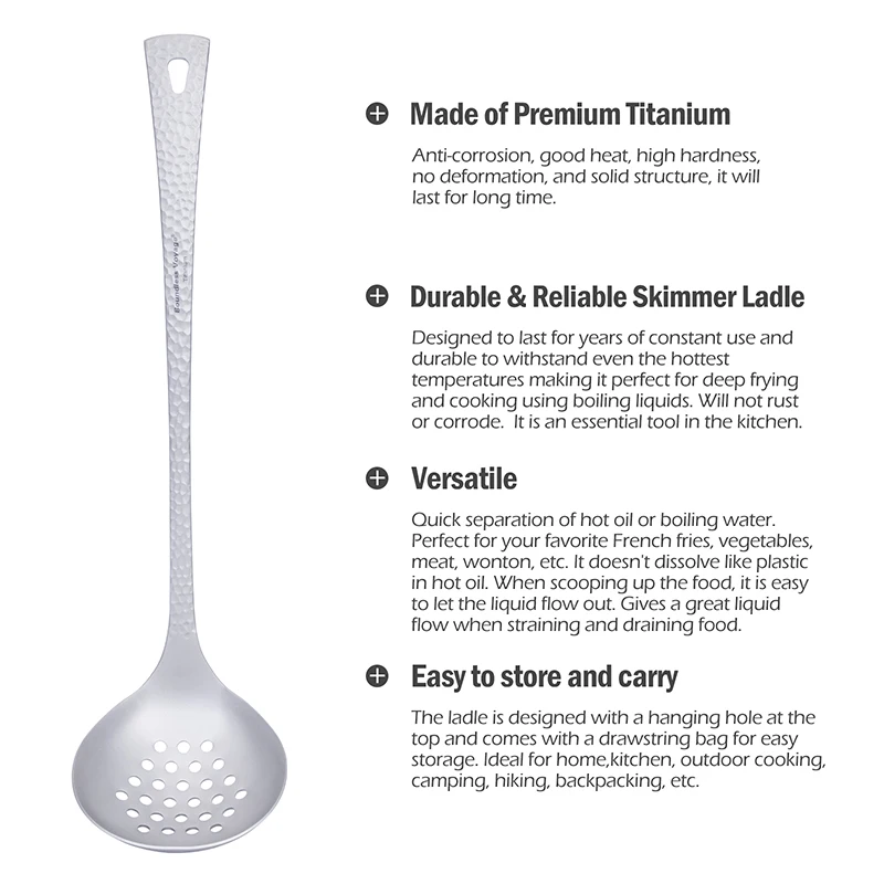 Boundless Voyage Long Handle Titanium Soup Ladle For Camping Cookware_voghion.com