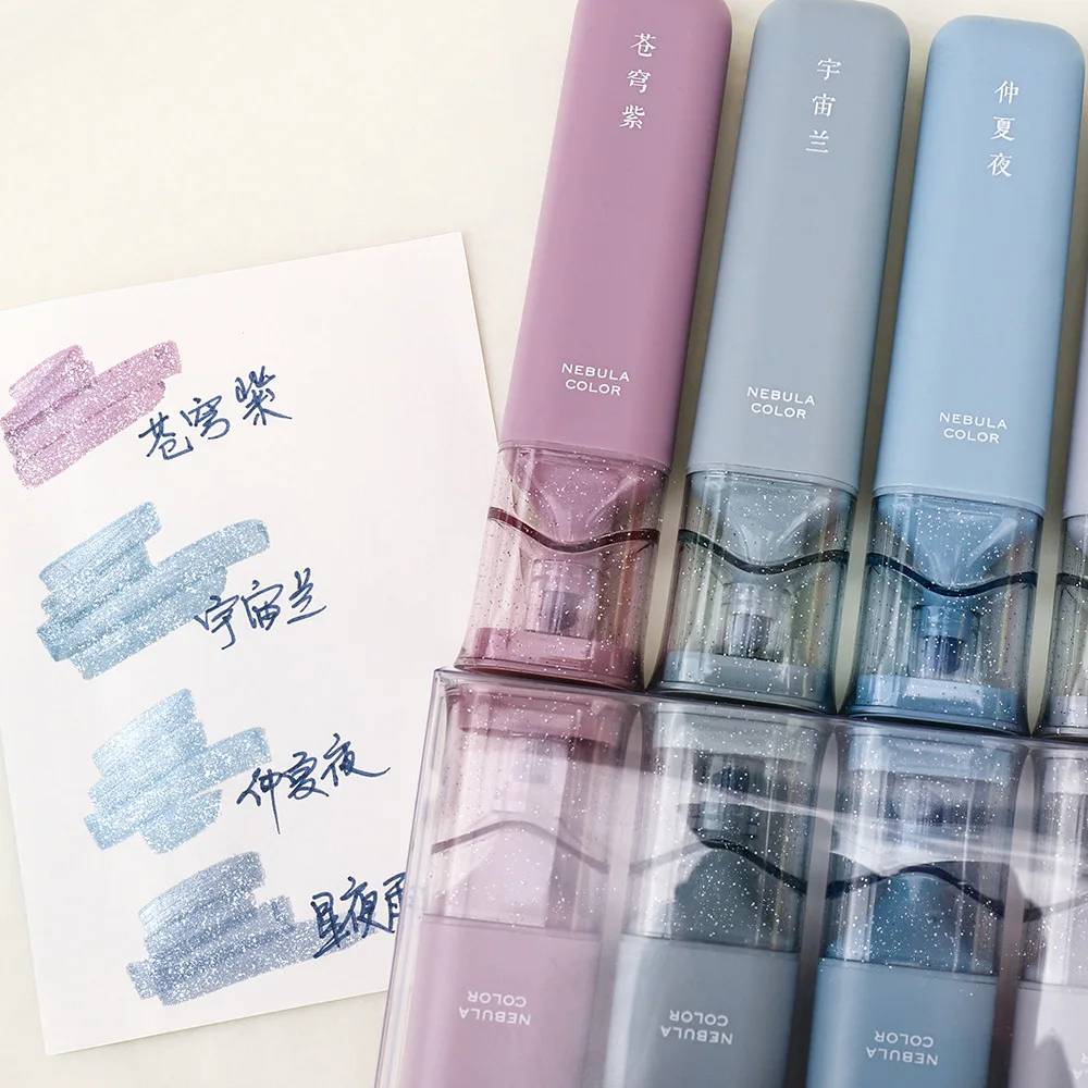 4 Pcs/Set Nebula Color Highlighter Pens Pastel Clear Colored Painting Art Markers for Diary Doodel Drawing Stationery