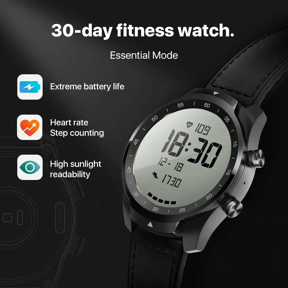Ticwatch Pro Wear OS 512M Watch for iOS Android Dual-display Google Payment Built-in GPS IP68 Waterproof Display Machine
