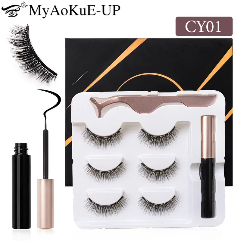 Magnetic Eyelashes 3D Mink Eyeliner Waterproof Liquid Short False Lash Lasting Handmade Eyelash Makeup Tools | Красота и здоровье