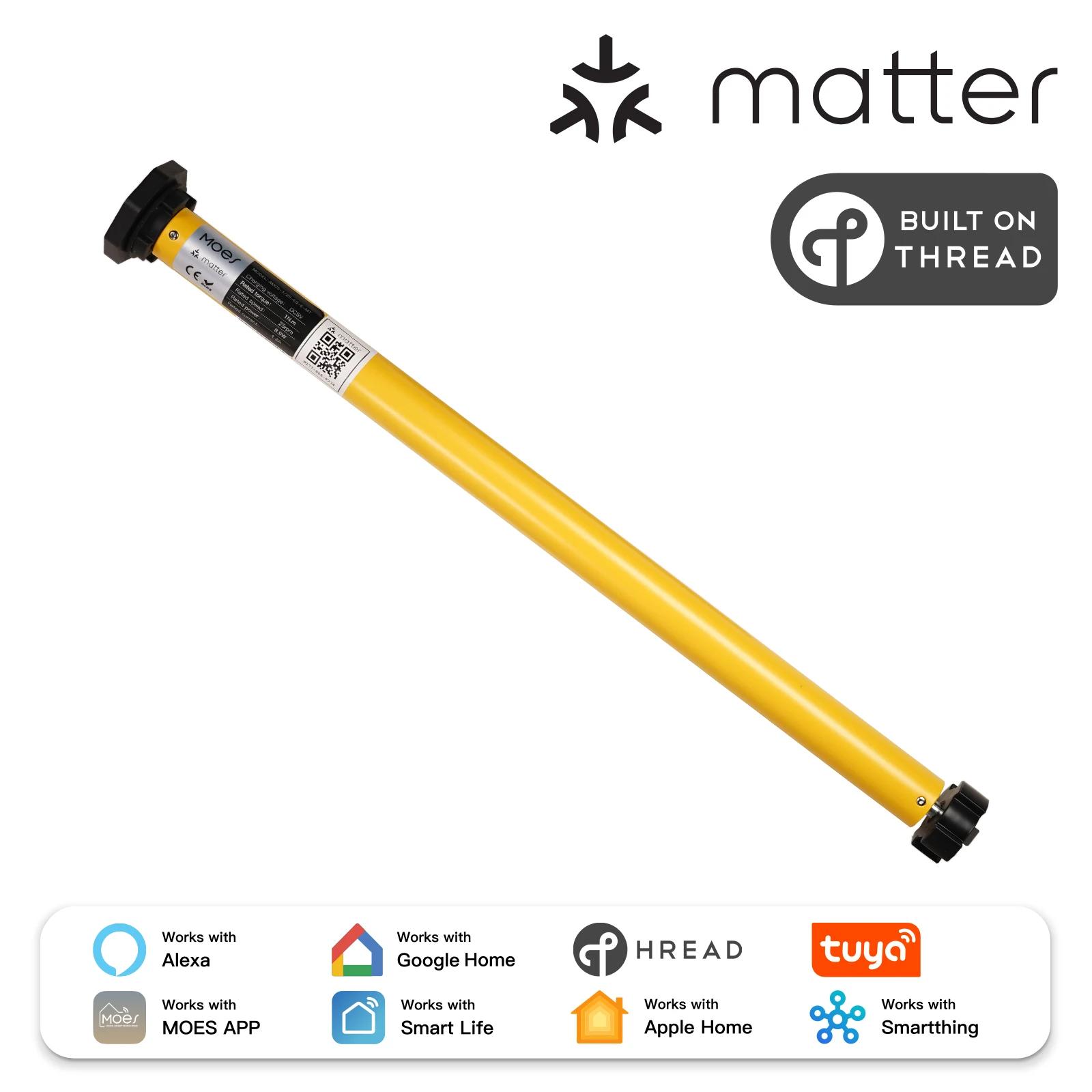 محرك ستائر رول ذكي MOES Matter Thread لأنبوب 38 مم...