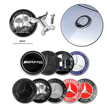 42MM Car Front Hood Emblem Covers For Mercedes Benz Auto Decoration Accessories AMG A B C D M S R G Class GLK CLA W447 W204 W205 1