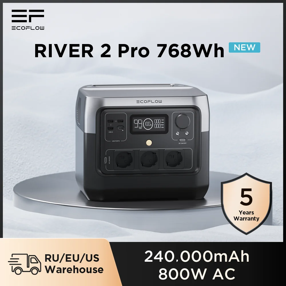 EcoFlow RIVER 2 Pro Portable Power Station 768Wh Camping Solar Generator  220V Banks LiFePO4 Battery 800W AC For Outdoor Home RVs - AliExpress