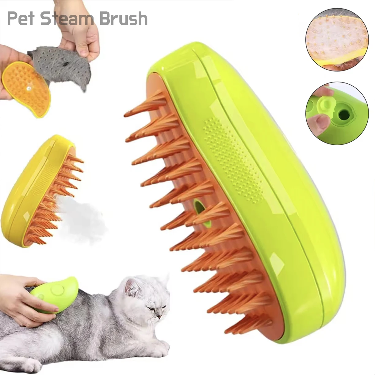 

3 in 1 Cat Brush Pet Steam Brush for Cats Spray Against Flying Hair Comb for Kitten Dog Grooming Massage and Bath Rechargeable