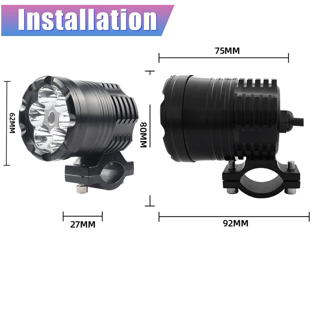 60W Additional Led Headlights 2PCS for Motorcycle Universal Moto Spotlight LED Motorcycle Headlight Auxiliary 12V 24V Car Lamp motorcycle headlight,motorcycle led lights,led motorcycle lights,led lights,motorcycle driving lights
