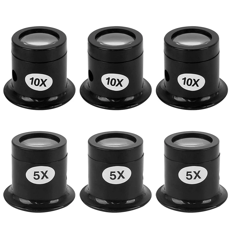 6pcs Eye Loupe Set 5x 10x Watch Repair Loupe Magnifier Watchmaker
