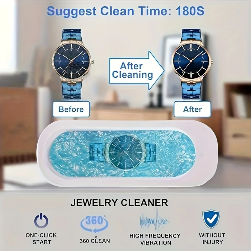 360Wireless Sonic Cleaning Device Glasses Cleaner Jewelry Braces Watch Cleaner Sonic VibrationUSBCharging