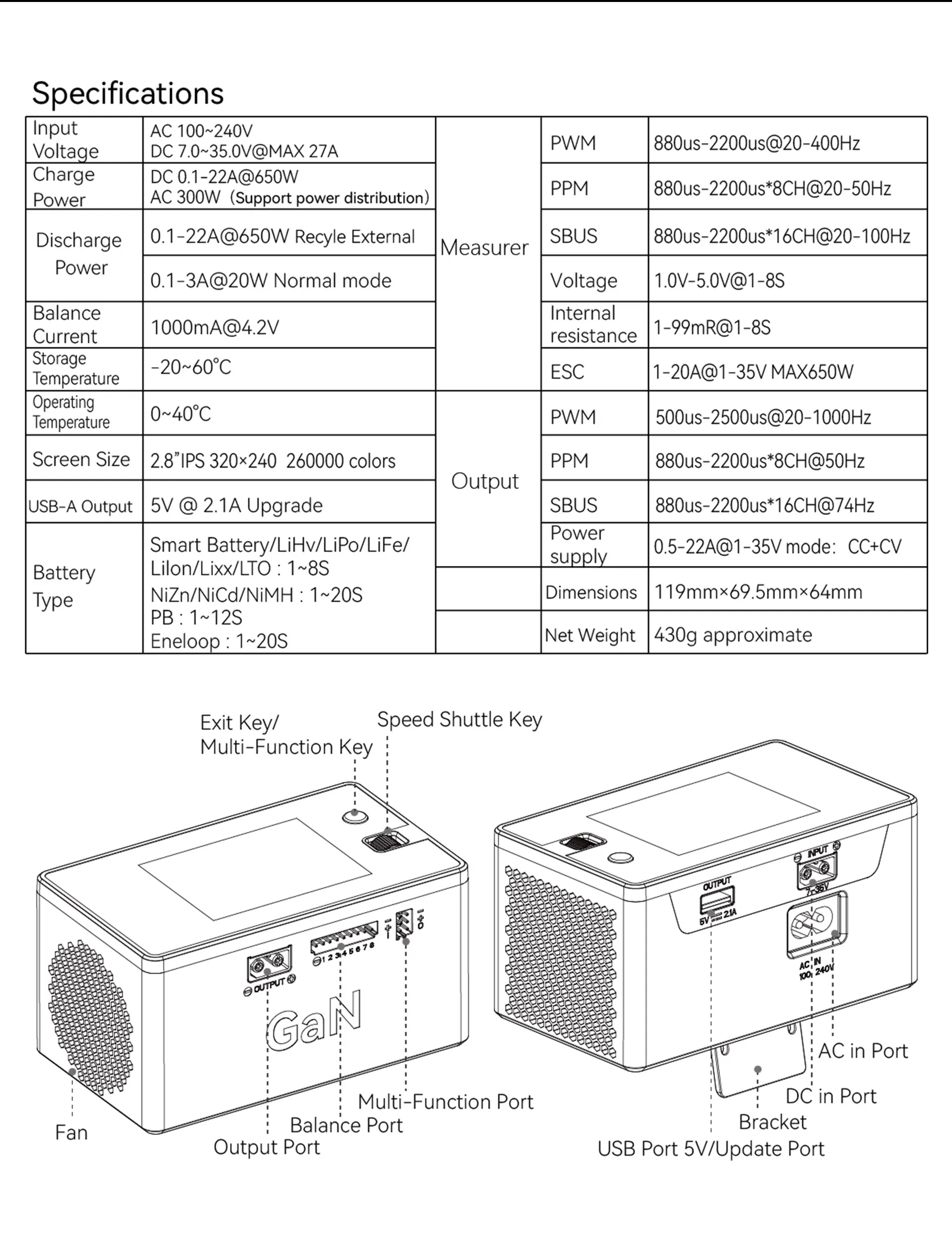HOTA T8 Ultra GaN Smart Charger, 650W AC/DC for 1-8S LiPo Li-ion Battery Charger 9 S3309980821704077bfe61ab47b2b67b7I