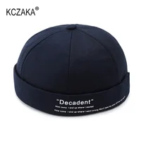 Men's Docker Beanie Cap Spring Summer Retro Letter Brimless Sailor Fisherman Leon Hat Adjustable Ladies Landlord Hat Skull Cap 3