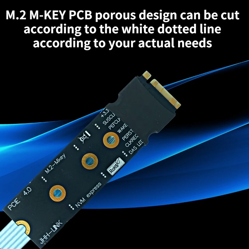 Fio Adaptador Ssd de Alta Velocidade Blindado Prateado Nvme M-key Pcie Extensor 4.0x4 Protocolo Nvme M.2 22110 Gen4 30awg 64gbps - Imagem 2