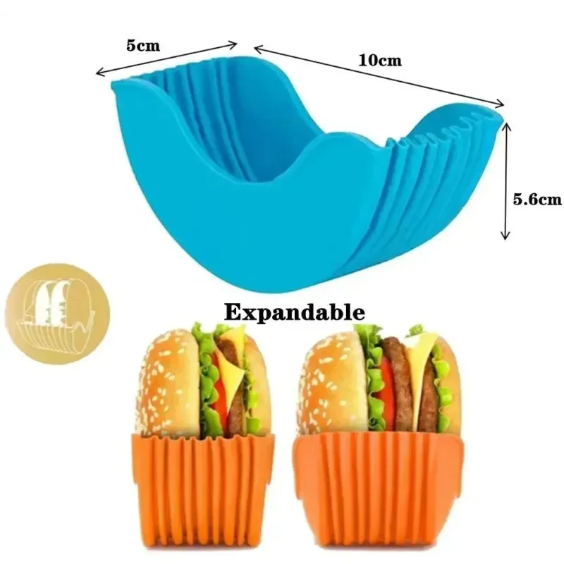 1-4pcs Reusable Burger Rack Useful Gadgets Silicone Frame Burger Tool Holder Shelf Storage Kitchen Organizer Tools Dining Bar LI