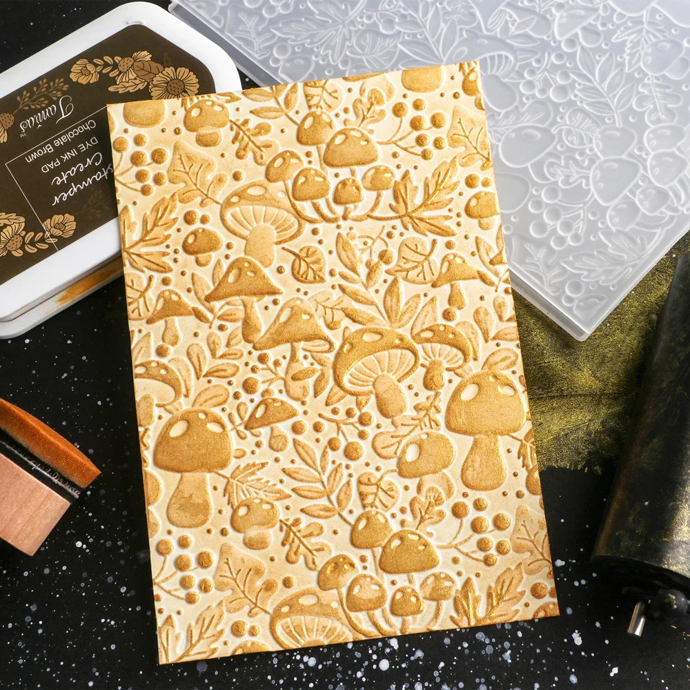 Mushroom Harvest Assorted Flowers 3D Embossing Folder Scrapbooking DIY Craft Supplies Photo Album Decor Craft Card Background plastic embossing folder embossing folder
