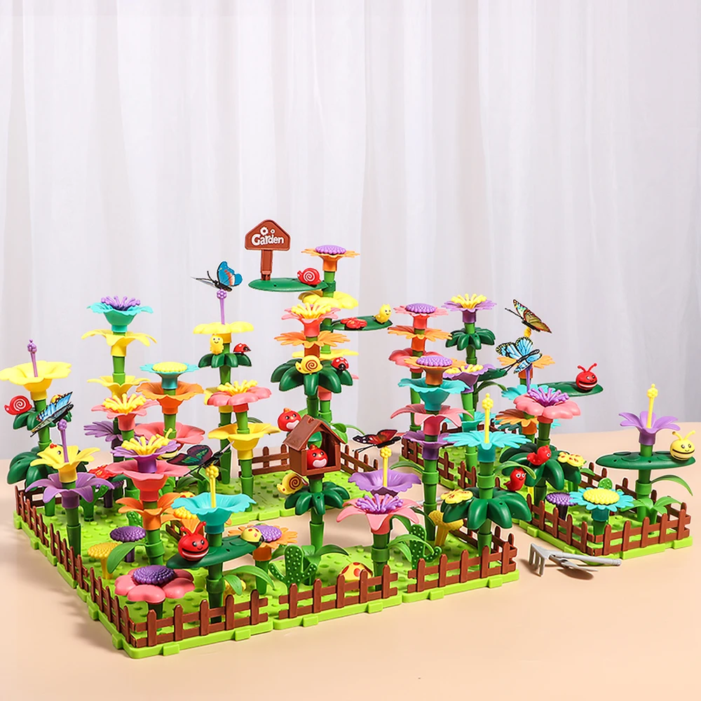 Building Blocks Toys Educational Garden Toy STEM Flower Garden Building Toy for Preschoolers-Educational Activity and Gift for Holidays and Birthdays