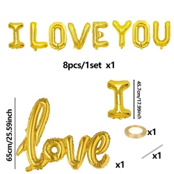 Romantic 16 - Inch I Love You Balloon Banner for Special Occasions and Celebrations (I LOVE U gold)