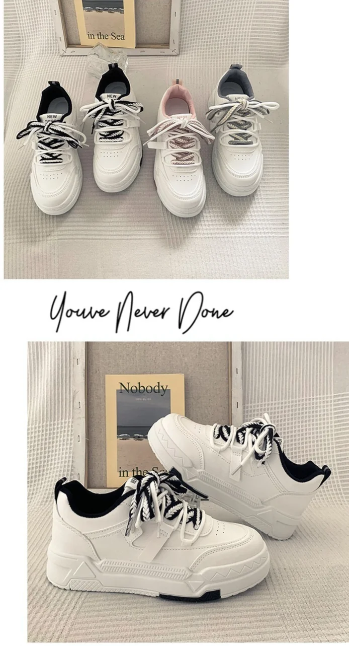 35-43 Übergröße Damen 41 dicke Sohlen vielseitige weiße Frühlingsdesign sportliche und lässige Boardschuhe 42_voghion.com