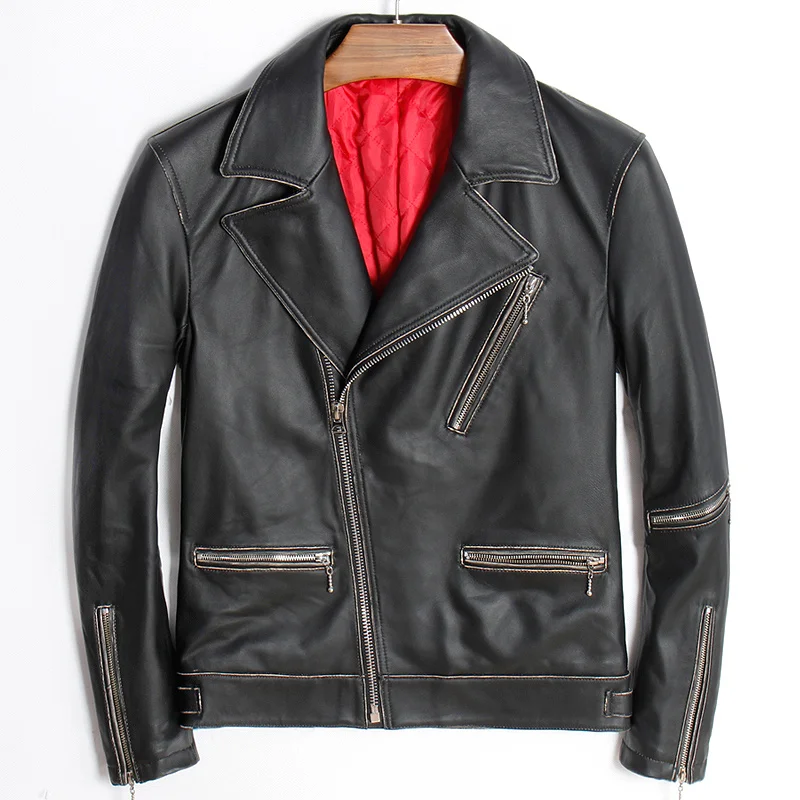 

Sheepskin man's Free shipping.Brand coat,men's 100% genuine leather,warm motor biker jacket.slim plus size,casual coat classic