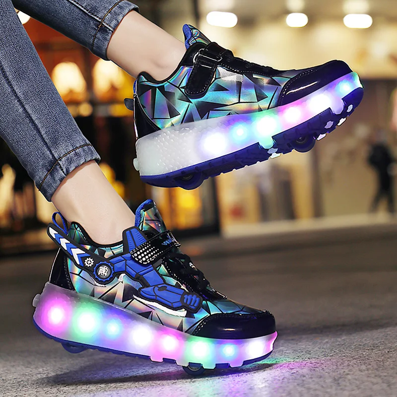 Roller Skates Wheels Shoes Glowing Lighted Led Children Boys