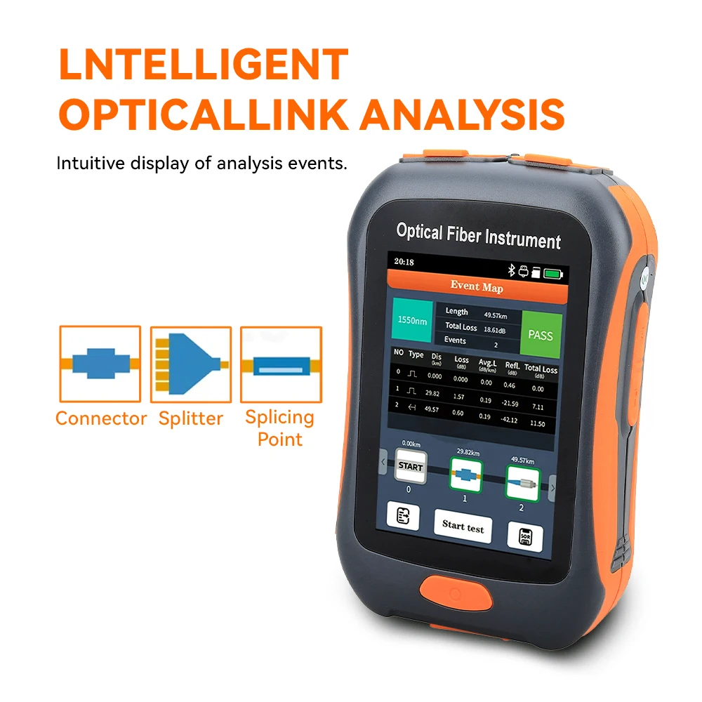 FCST Mini OTDR NK2800 5-IN-1 Active Fiber 1510nm Fiber Optic Reflectometer and VFL OLS OPM EventMap 20/22dB 60/80Km