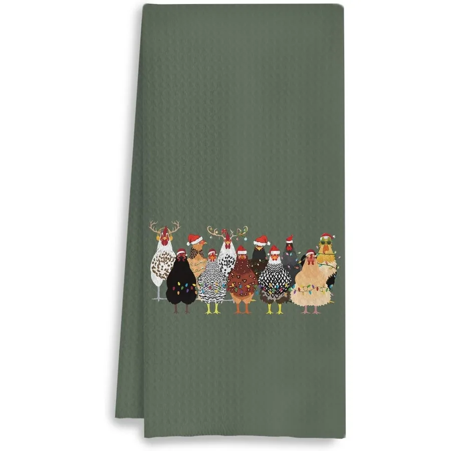 Farmhouse Chicken Christmas Kitchen Towels Set