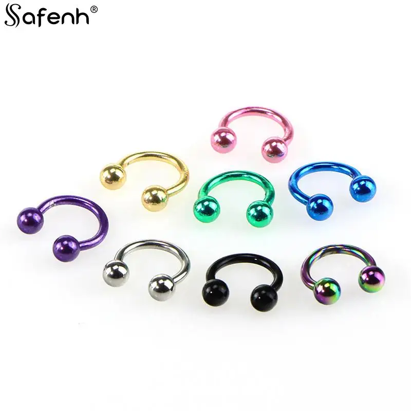 8PCS/lot Colorful Steel Horseshoe Nose Septum Rings Ear Rings Body Piercing Nariz Jewelry Piercng 3 Sizes Available 6/8/10 MM
