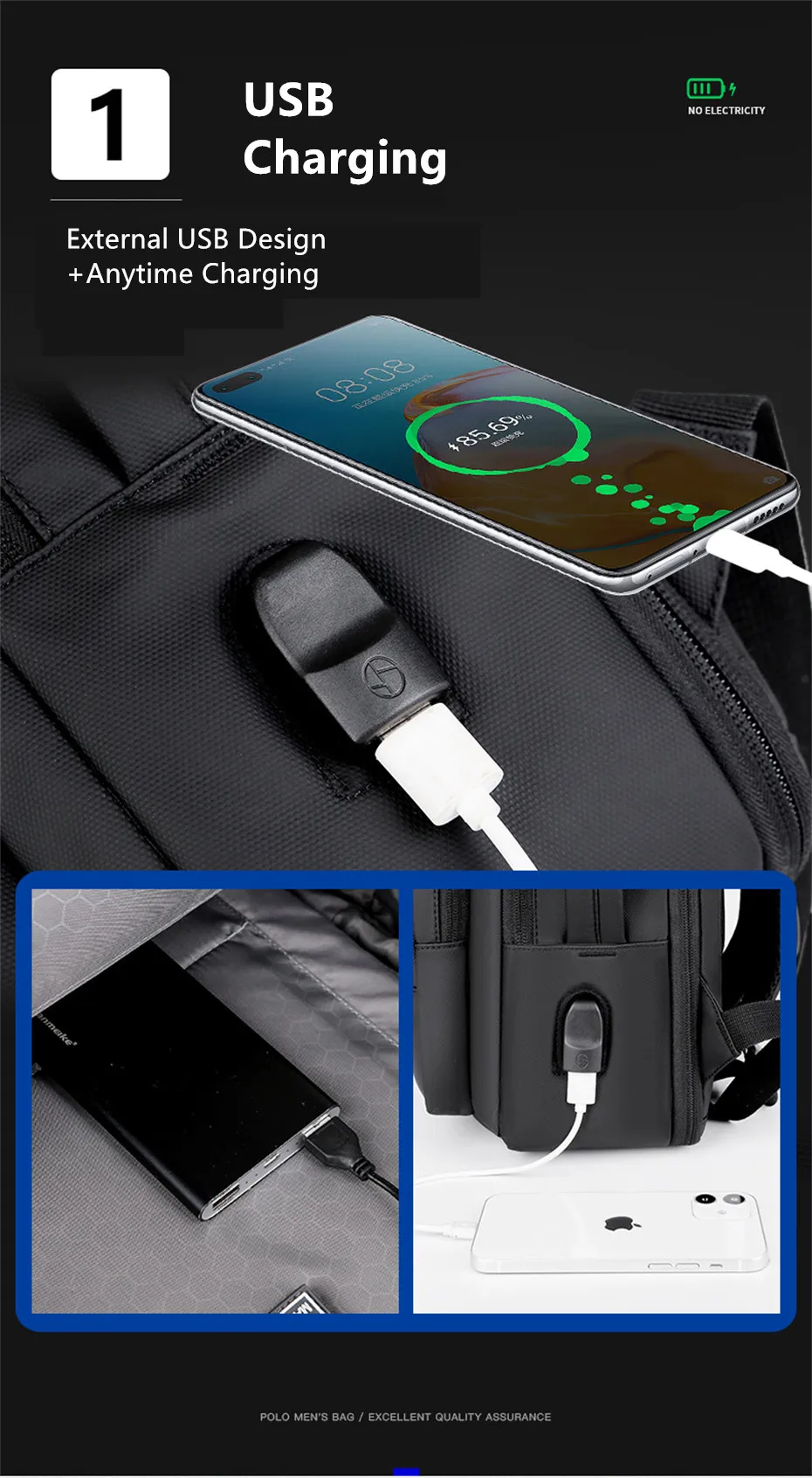 Backpack With Usb Charger, High Quality - Jeep Buluo