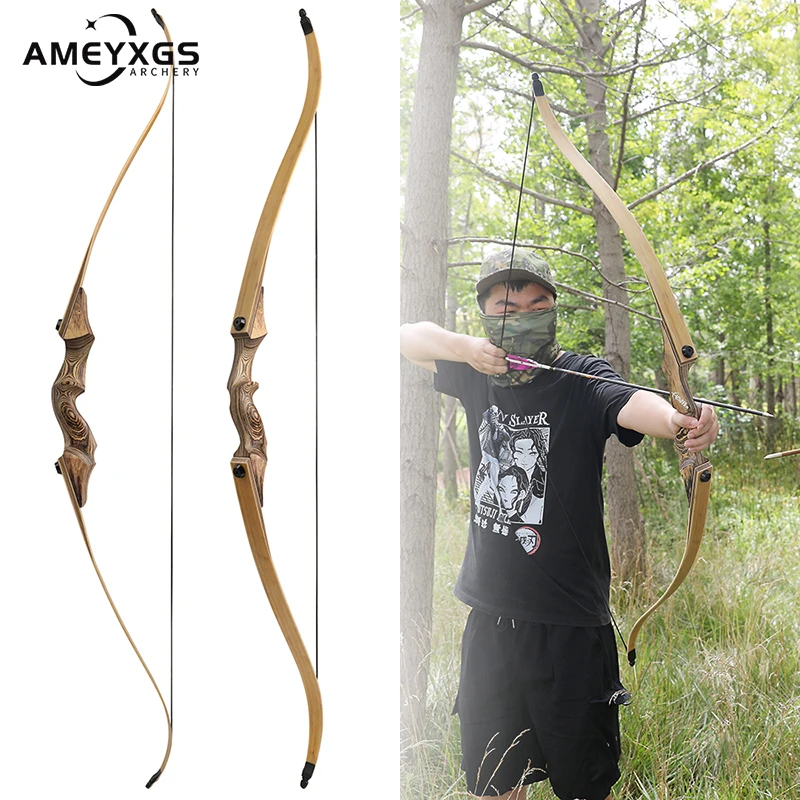 

20-60lbs Recurve Bow 60" Arcehry Split Bow Wood Material Riser Bamboo Inner Core Limbs for Outdoor Arrow Hunting Shooting