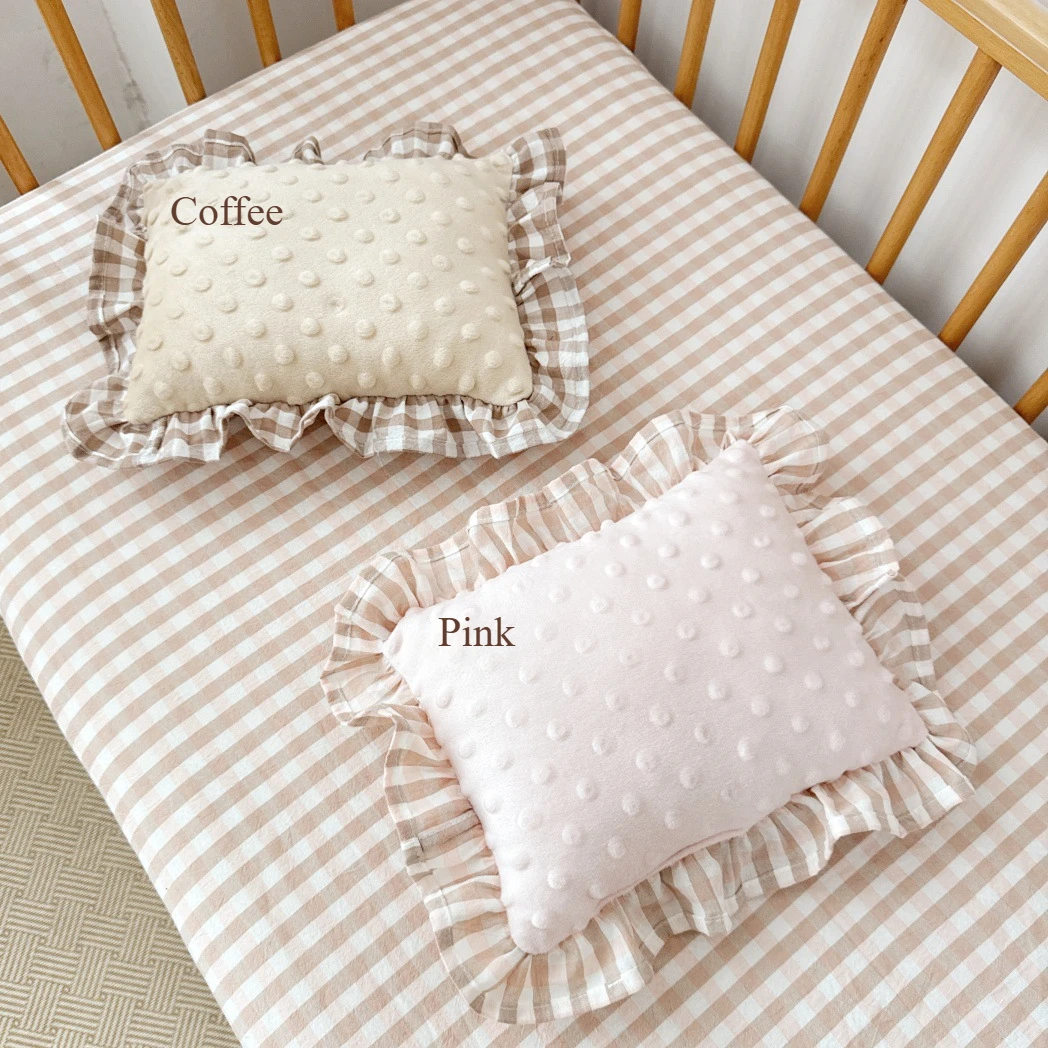 Fashion Baby Soothing Pillow with Bowknot Ruffles Cotton Breathable Soft Newborn Baby Pillow Comfortable Newborn Sleeping 3