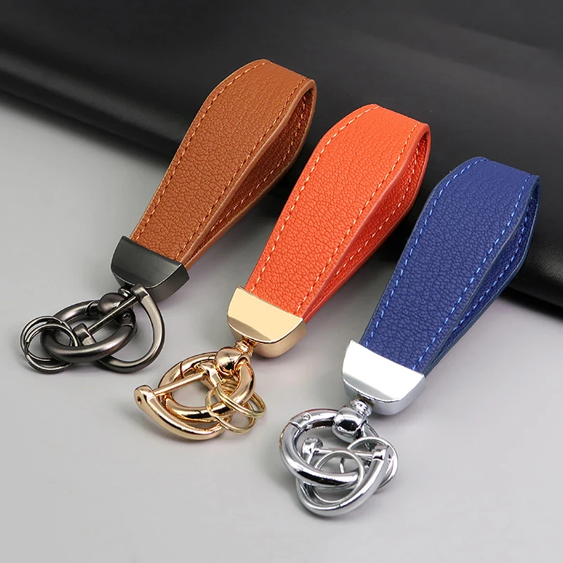 Luxury Key Chain Lady Men Keychain Exquisite Leather Car Key Ring