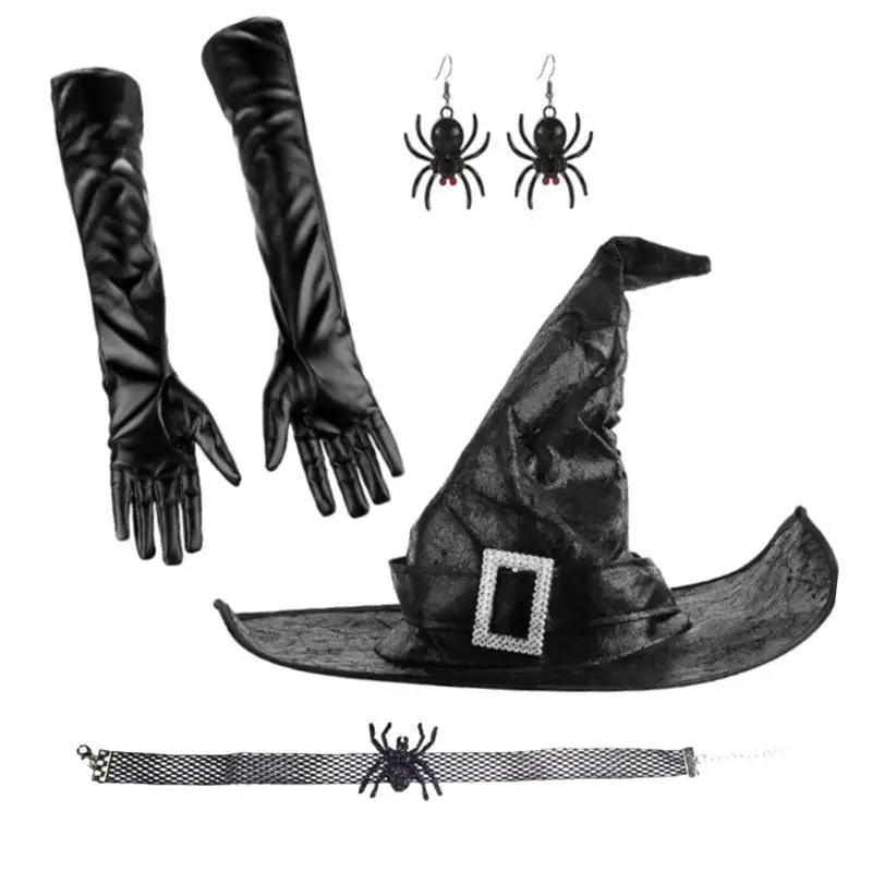 P9FE Frauen Hexe Kostüm Zauberer Cosplay Party Outfit Halloween Kostüm Zubehör – Detail 10