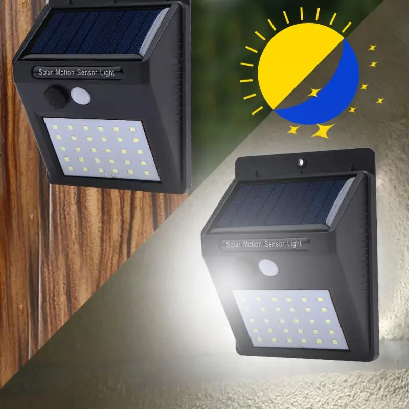 

20 30 LEDs Solar Powered Light PIR Motion Sensor Wireless Solar Lamp Waterproof Outdoor Garden Yard Wall LED Light Lamps