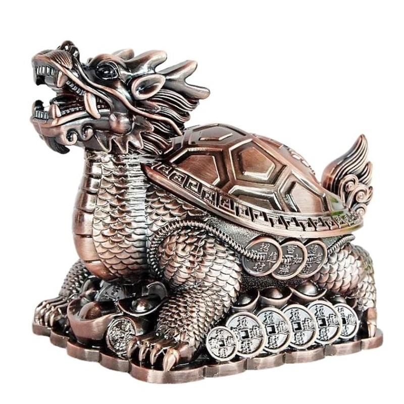 

Retro Myth Monster Dragon Turtle Figurine Ashtray Room Decor Feng Shui Wealth Mascot Ornament Home Decoration Crafts Men'S Gift