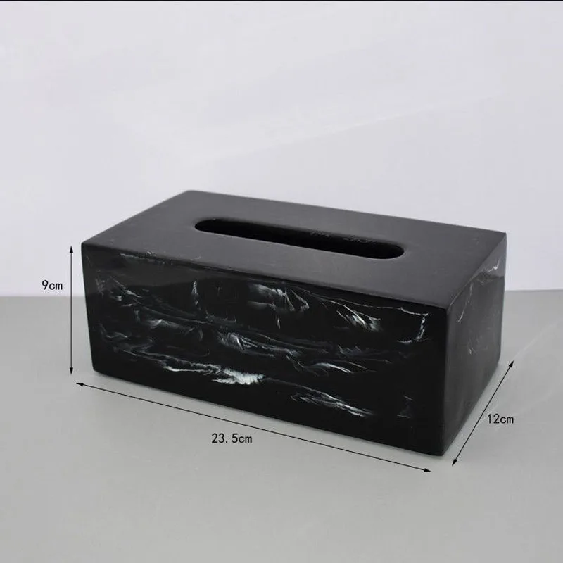Nordic Marble Texture Resin Tissue Box Creative Decoration Home Living Room Bathroom Accessories Supplies Dining Table Paper Box
