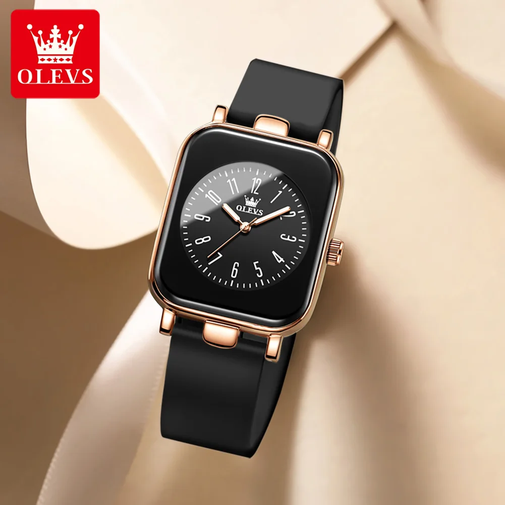 OLEVS 9961 Quartz Watch For Women Fashion Number Scale Ladies Wristwatch Original Waterproof Silicone Strap Top Brand Watches