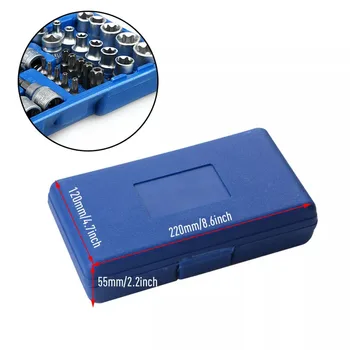 34Pcs Torx Star Sockets & Bit Set Male / Female E- Security Bits Drive Handheld Tool Torque Star Socket with Blue Case 4