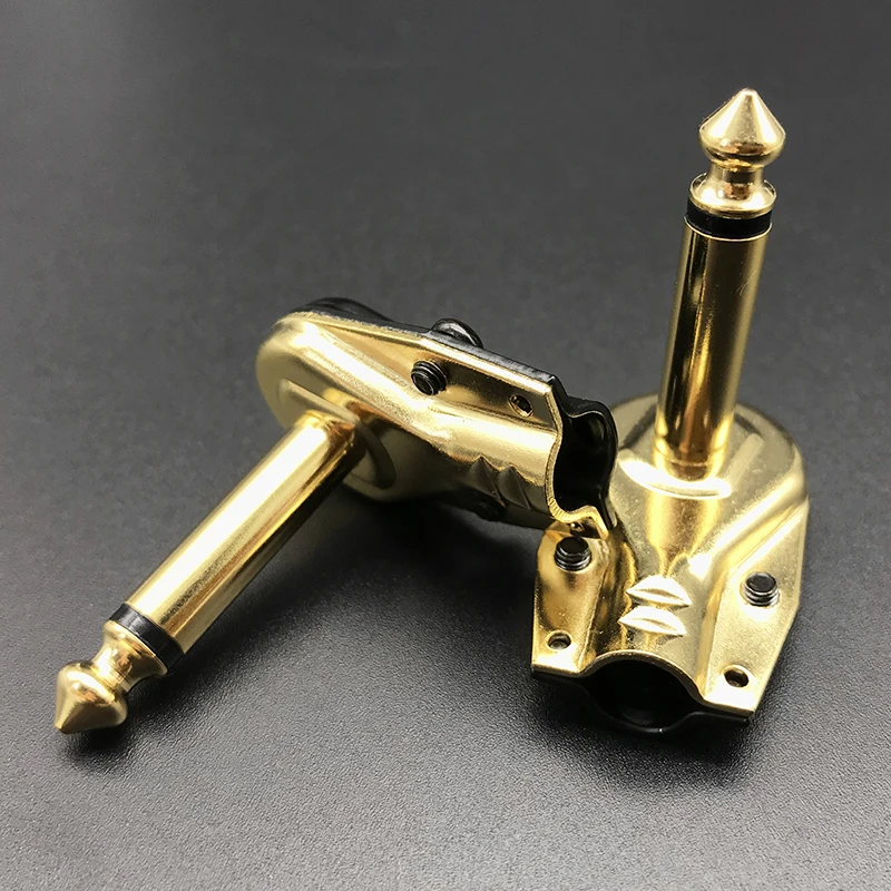 90Degree Right Angle 6.35 mm Mono 2 Pole Jack Plugs 6.35mm Guitar Audio Cables Phono Pancake 1/4 Inch Connectors 12pcs