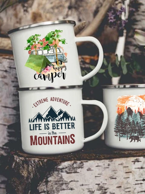 Tasse en émail personnalisée avec nom, voiture de tourisme personnalisée,  camping, feu de camp, tasses à café, voyage, eau standardisée, camping-car,  camionnette, meilleurs cadeaux - AliExpress