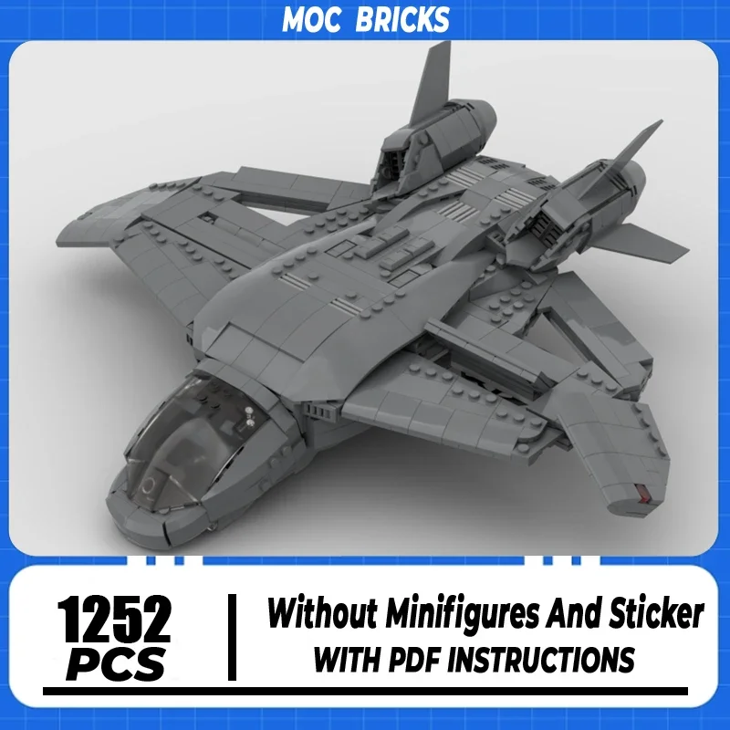 

Military Series Moc Building Bricks Quinjet Fighter Aircraft Model Technology Modular Blocks Toys Assembly Brick Holiday Gift