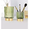 Gold Margin Thickened Glass Storage Bucket, Dark Green Pen Holder, Storage Jar Cup, Makeup Brush Bucket, Tabletop Vase 1