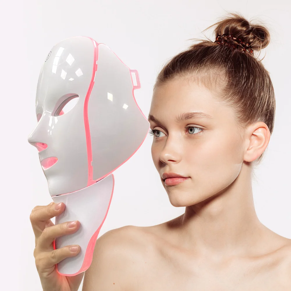 7 Color LED Facial Mask Red Light Therapy USB Rechargeable Wireless Mask Anti-Aging Face Neck Care Collagen Boost Beauty Device