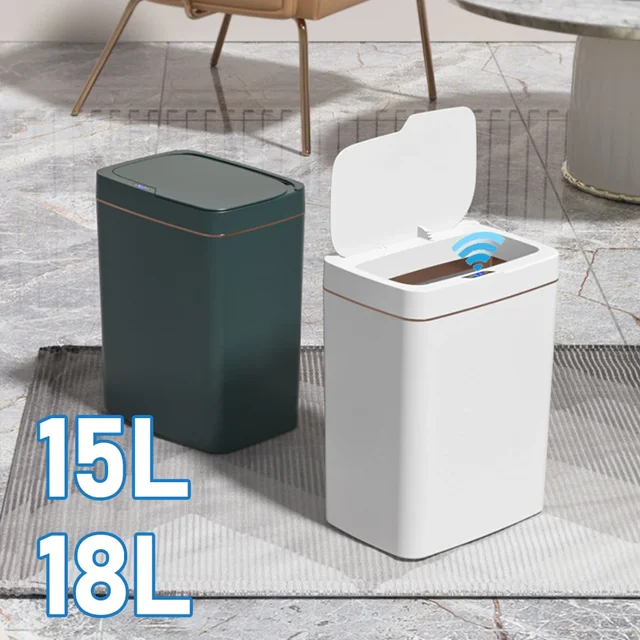 15/18L Smart Sensor Trash Can Waterproof Intelligent Touchless Trash Can Quiet Auto Motion Sensor Rubbish for Kitchen Bathroom 2
