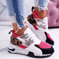 New Spring Leopard Print Shoes for Women Lace-up Non-slip Running Shoes Plus Size Round Head Platform Causal Shoes Zapatos Mujer 2