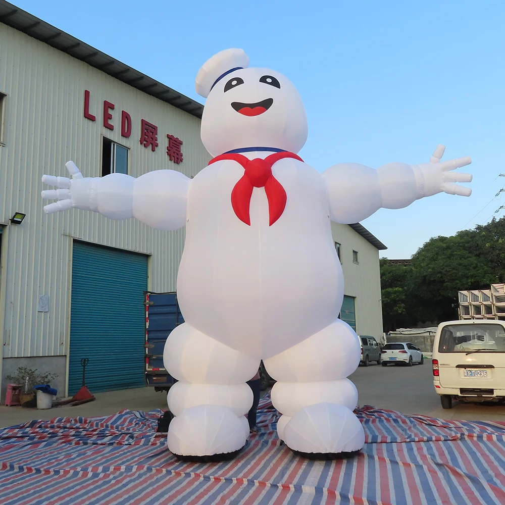 OutdoorhalloweenDecorInflatablesStayPuftMarshmallowManwithLED