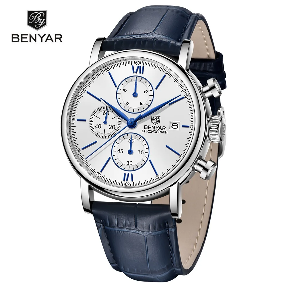 BENYAR Men Watch Top Luxury Sports Quartz Mens Watches Waterproof Chronograph Wristwatch Men Relogio Masculino with gift box