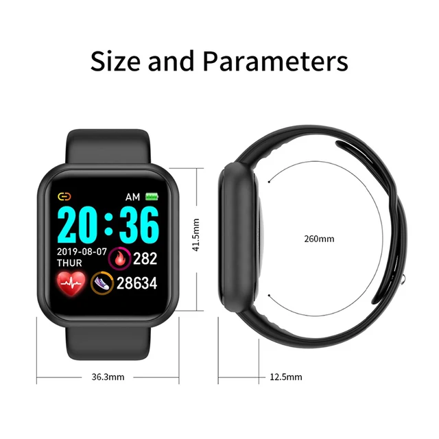 Connected Watch Child Men Women Fitness Tracker IP67 Waterproof Band Heart Rate Monitor Pedometer Y68 D20 Smart Watch 6