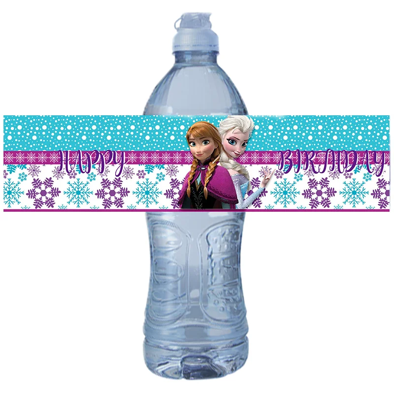 

6pcs Disney Frozen Theme Water Bottle Stickers Labels Kids Birthday Party Bottle Wrappers Baby Shower Elsa Anna Party Decor