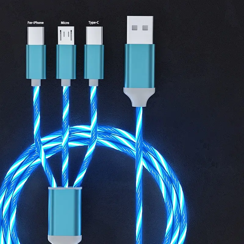 Tri-Mode LED Fast Charging Cable with Glowing Design